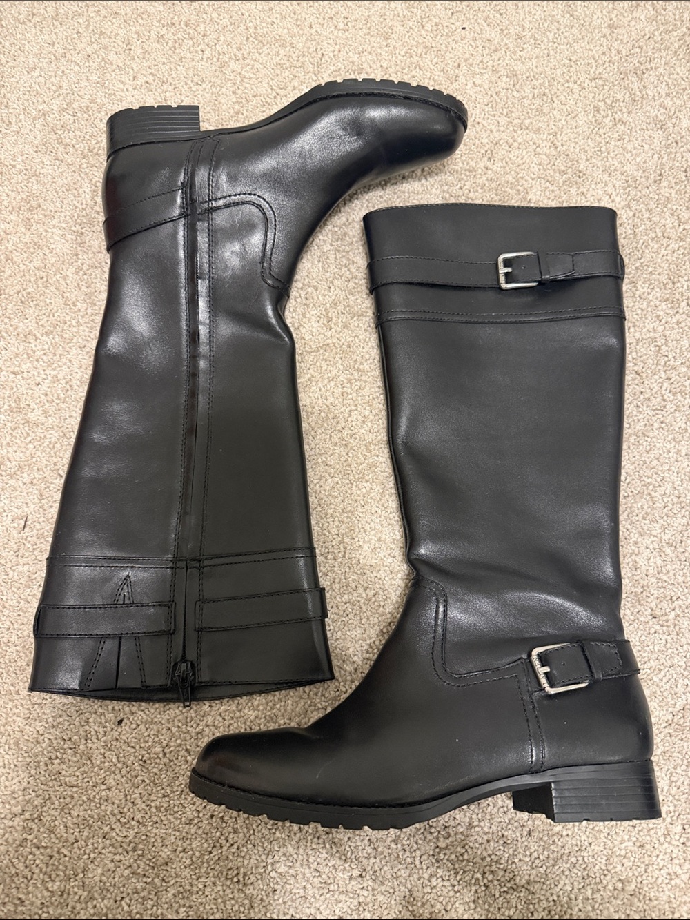 Lauren Ralph Lauren Black Leather Riding Boots